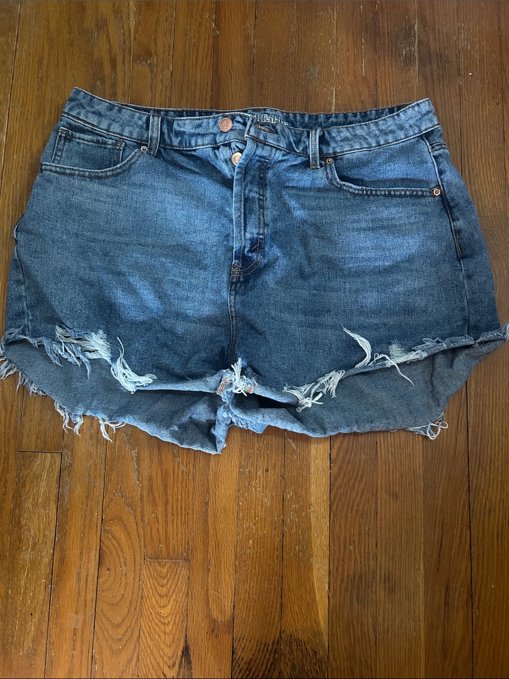 wild fable Distressed Dark Blue Denim Cutoff Shorts